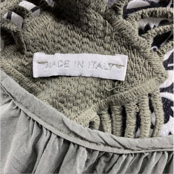 Italian made crochet trim cutout back tank. Olive. Summer Light. One Size - Picture 7 of 7